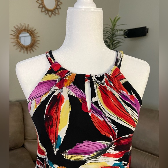 VIBRANT Patterned Sleeveless Keyhole Dress by Valerie Bertinelli Sz 6 - Picture 2 of 9